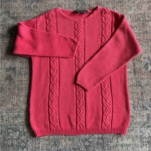 Liz Wear Vintage 100% Cotton Classic Cable Knit Sweater Size Petite